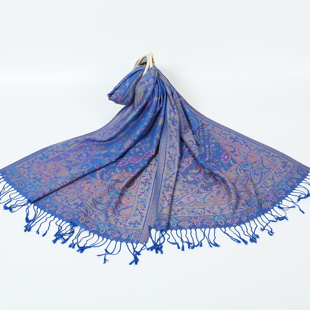Export Scarf Ethnic Style Jacquard Cashew Tassel Shawl