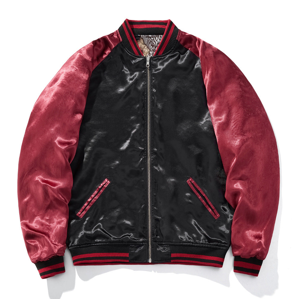 Mens Loose Fit Polyester Embroidered Chinese Style Jacket