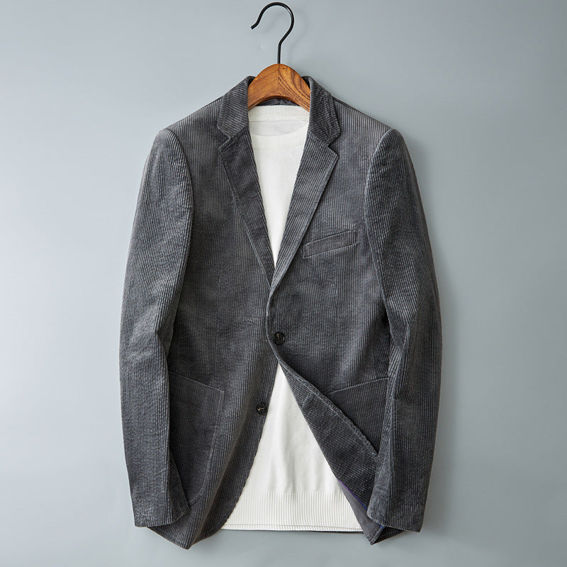 Men's Corduroy Suit Thick Bold Stripes Coat