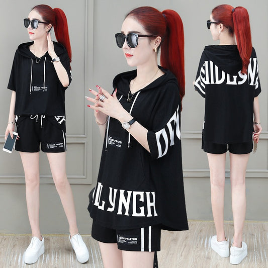 Summer Fashion Stylish Hoodie And Shorts Two-piece Set