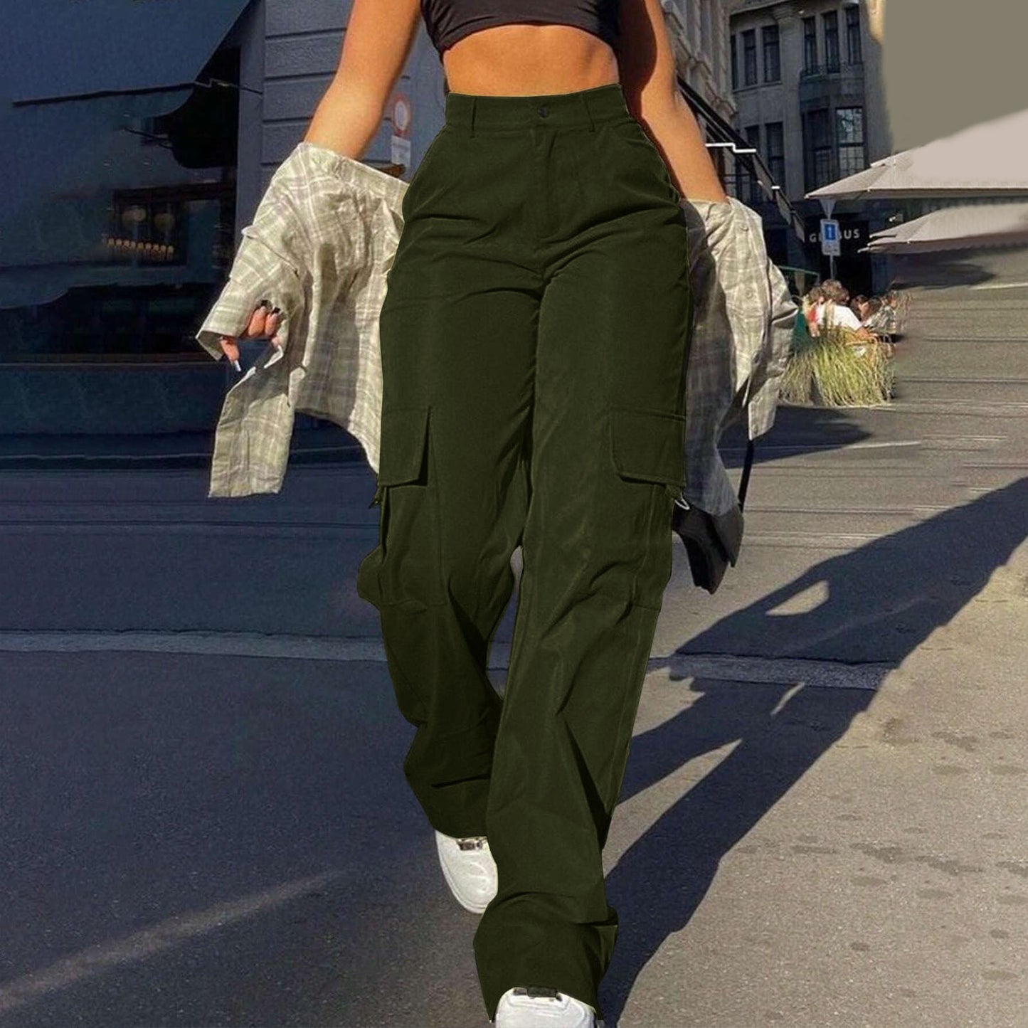 Multi-Pocket Workwear Straight-leg Trousers