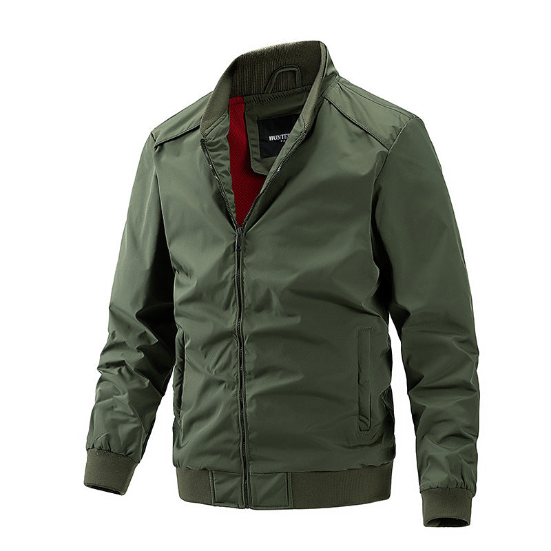 Men's Stand Collar Jacket Thin Baseball Jacket Zipper Coat