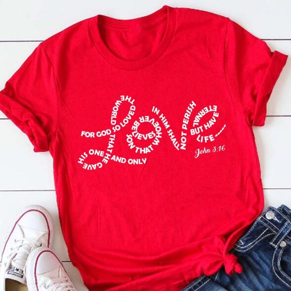 T-shirt til kvinder i europæisk og amerikansk stil med print, afslappet, rund hals og korte ærmer