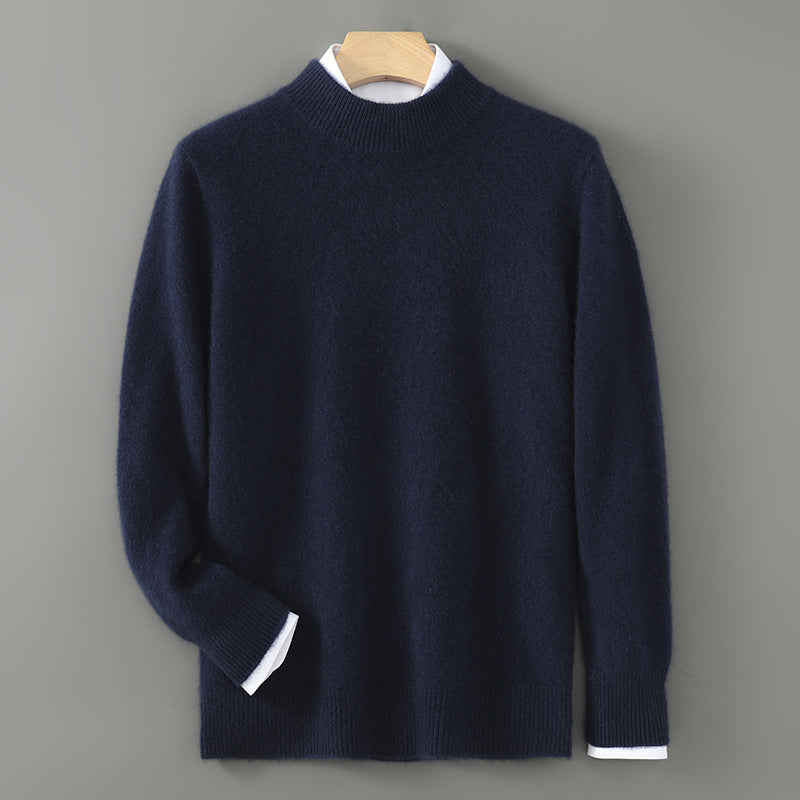 Half Wool Batwing Knit Sweater Solid Color Casual Base Shirt