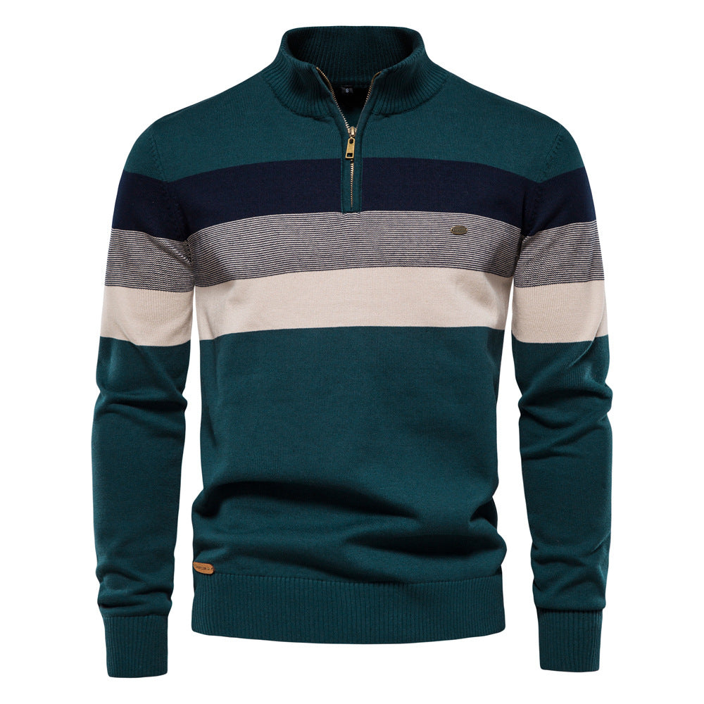 Europe And America's New Men's Chest Stand Collar Sweater