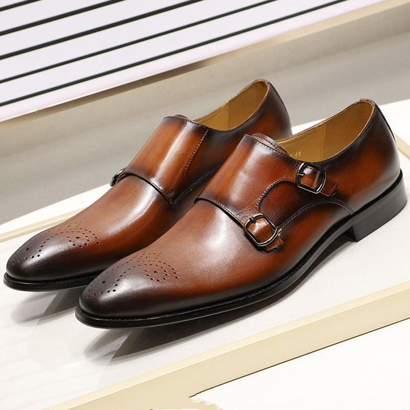 Casual Men's Shoes Double-breasted Top Layer Cowhide