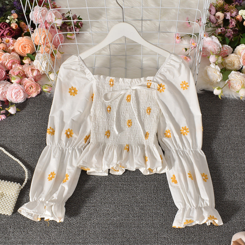 Fashion Age-reducing Embroidery Fruit Flowers Small Skirt Top
