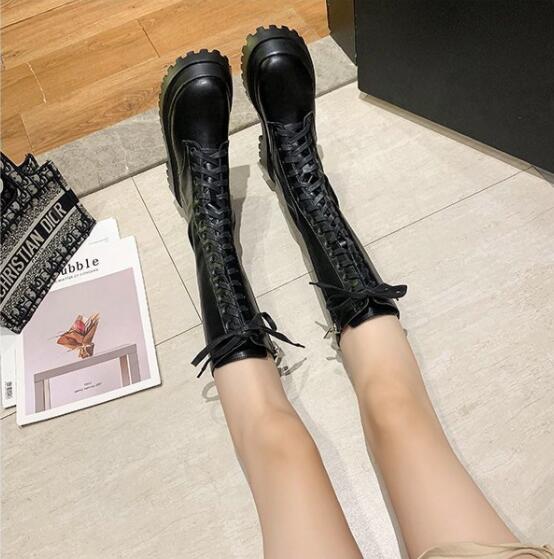 Breathable Platform Lace-up Mid-tube Martin Boots
