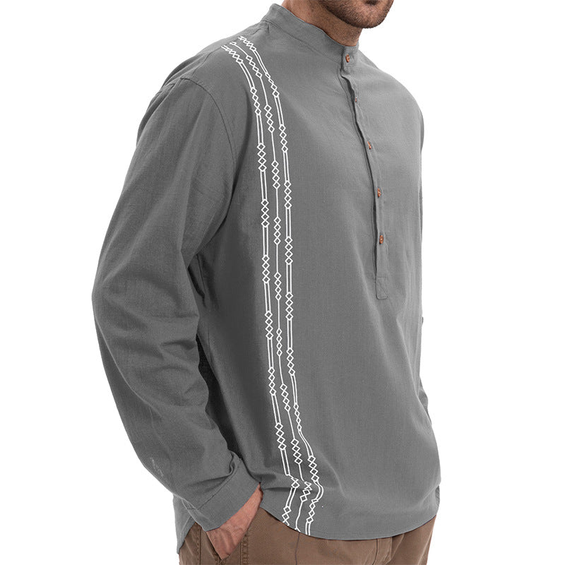 Henley Langærmet T-shirt med print til mænd