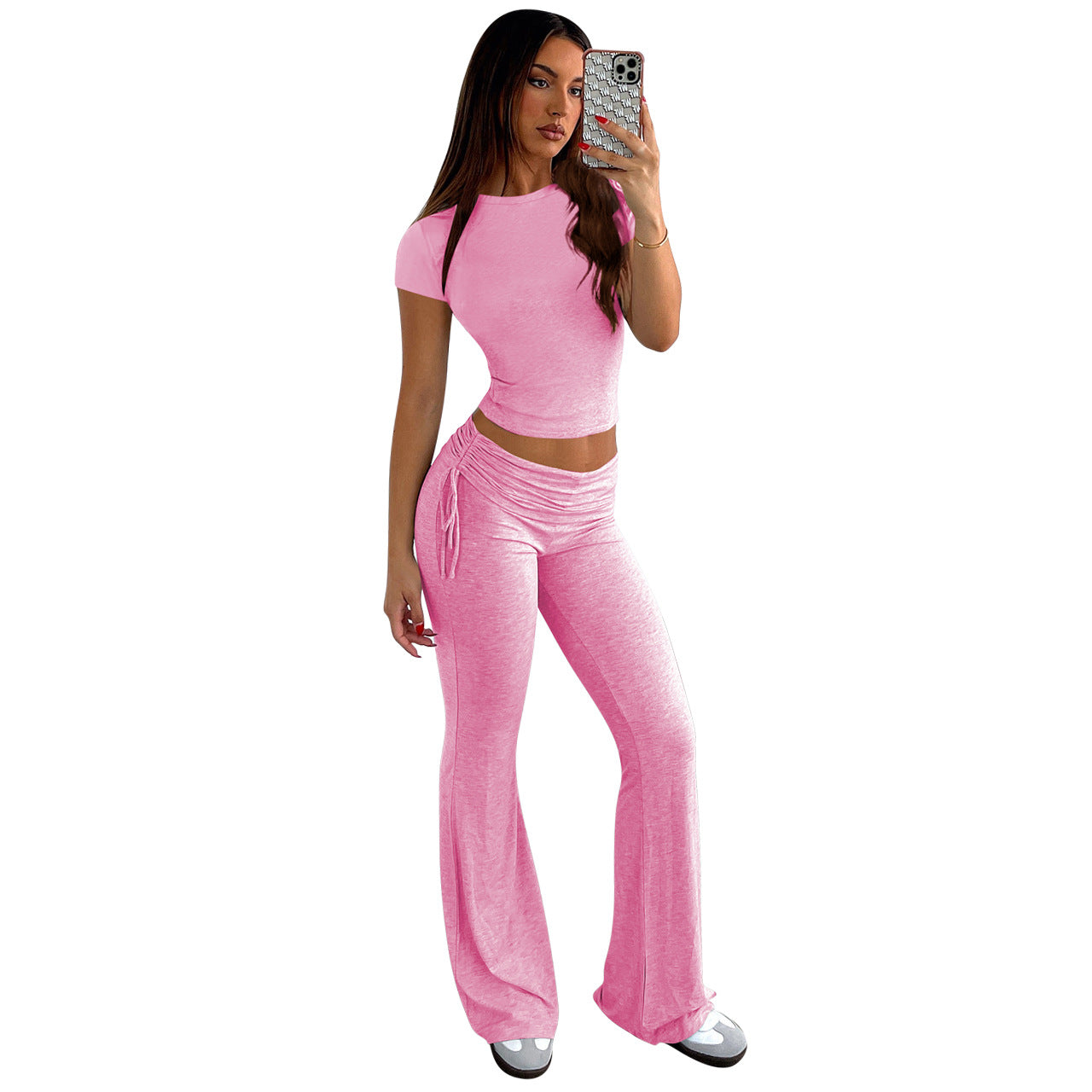 Stylish 2-piece Set Featuring A Waist-cinching Drawstring