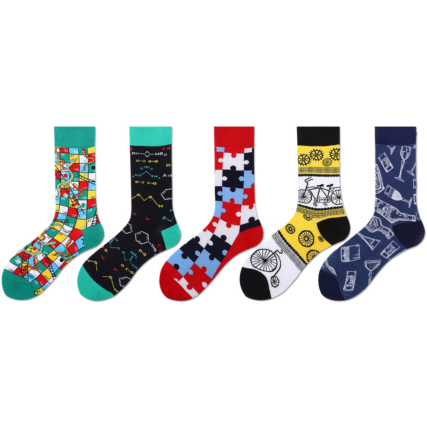 Function Geometry Trendy Mid-calf Length Socks Men's European And American Street Ins Trendy Cotton Socks