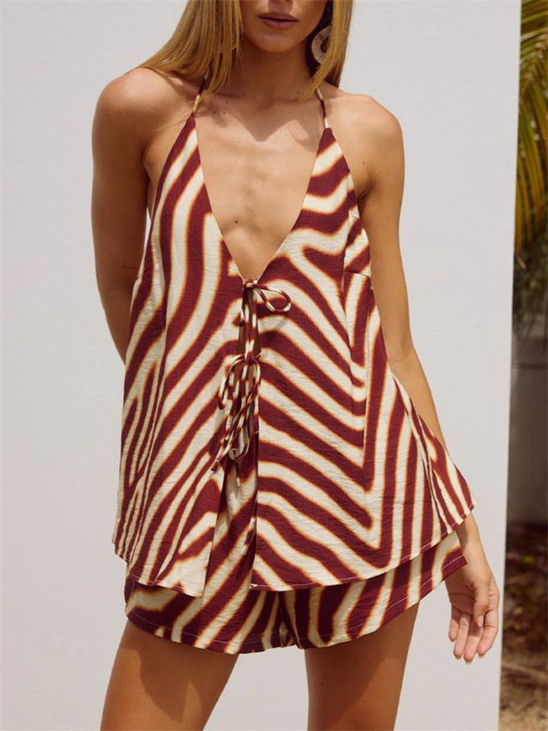 Elegant High-waist Printed Casual Fashion Set