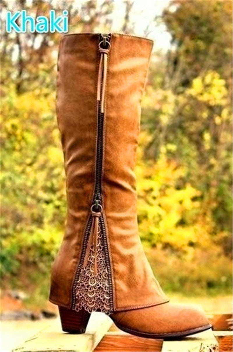 Women's Shoes Tassel Women's Shoes High Heel Thick Heel Fashion High Tube Boots