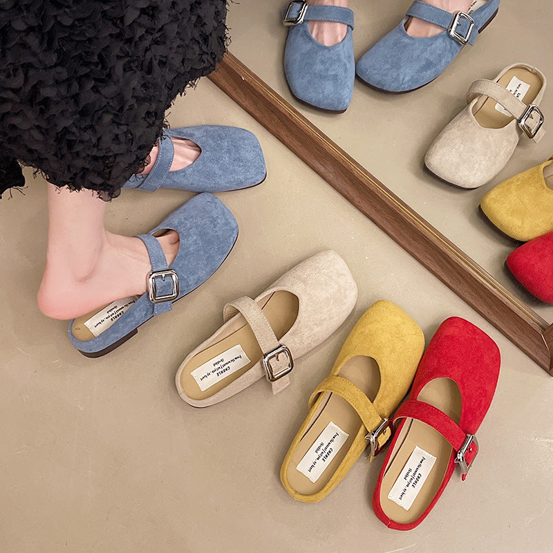 Women's Flat Beautiful Closed Toe Half Slippers
