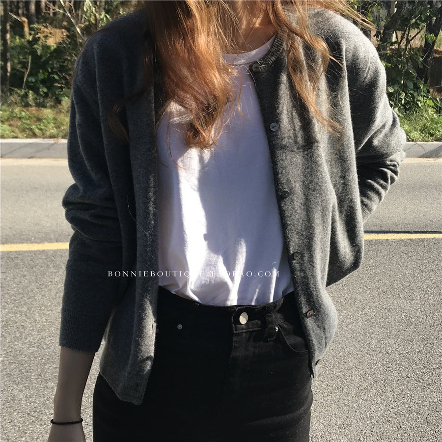 Raccoon Velvet Short Thickened Coat Cardigan Women's Design Sense Niche Small Wool Sweater