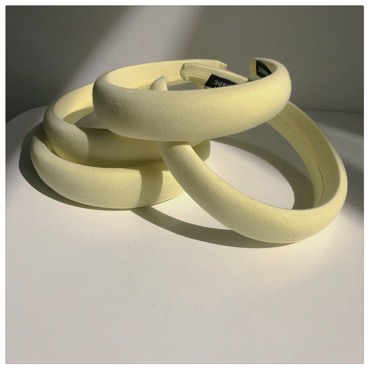 Cream Color Cute Wide-brimmed Sponge Temperament Hairband Decoratio