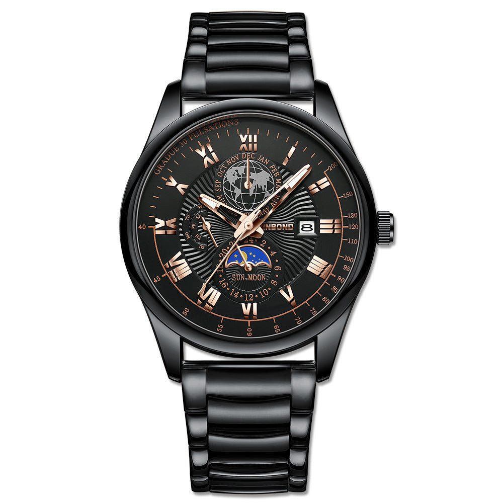 Men's Waterproof Luminous Wrist Belt Moon Quartz Watch