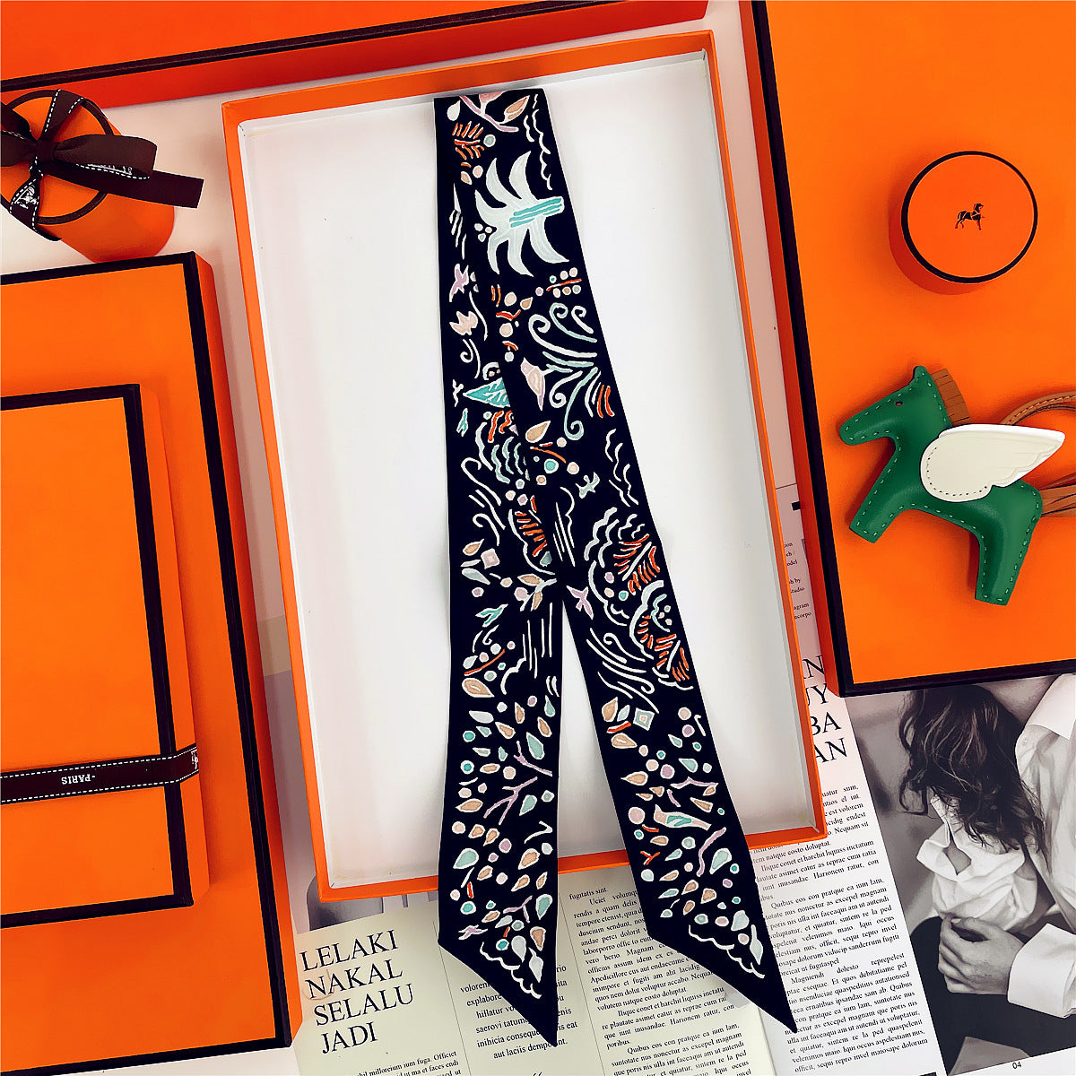 Thin Narrow Ribbon Strip With Floating Ends