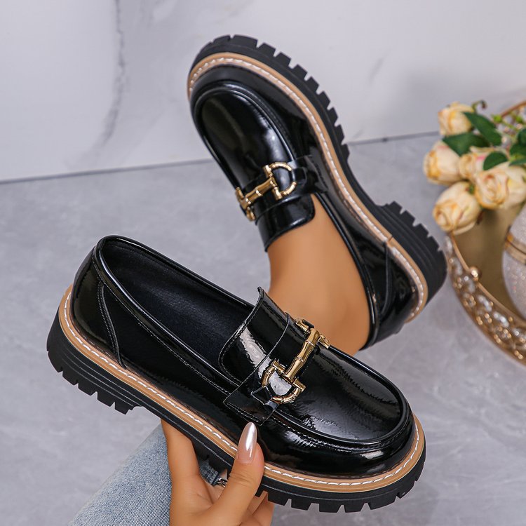 Retro Farvematchende Afslappede Chunky Hæl Plateau Pumps