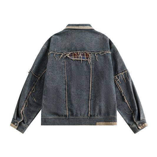 Men's Spring And Autumn Loose Casual Design Sense Washed And Worn Turn-down Collar Coat