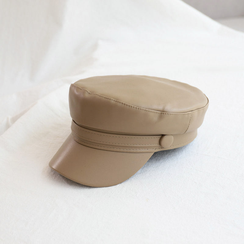 Retro Casual All-match Leather British Octagonal Hat