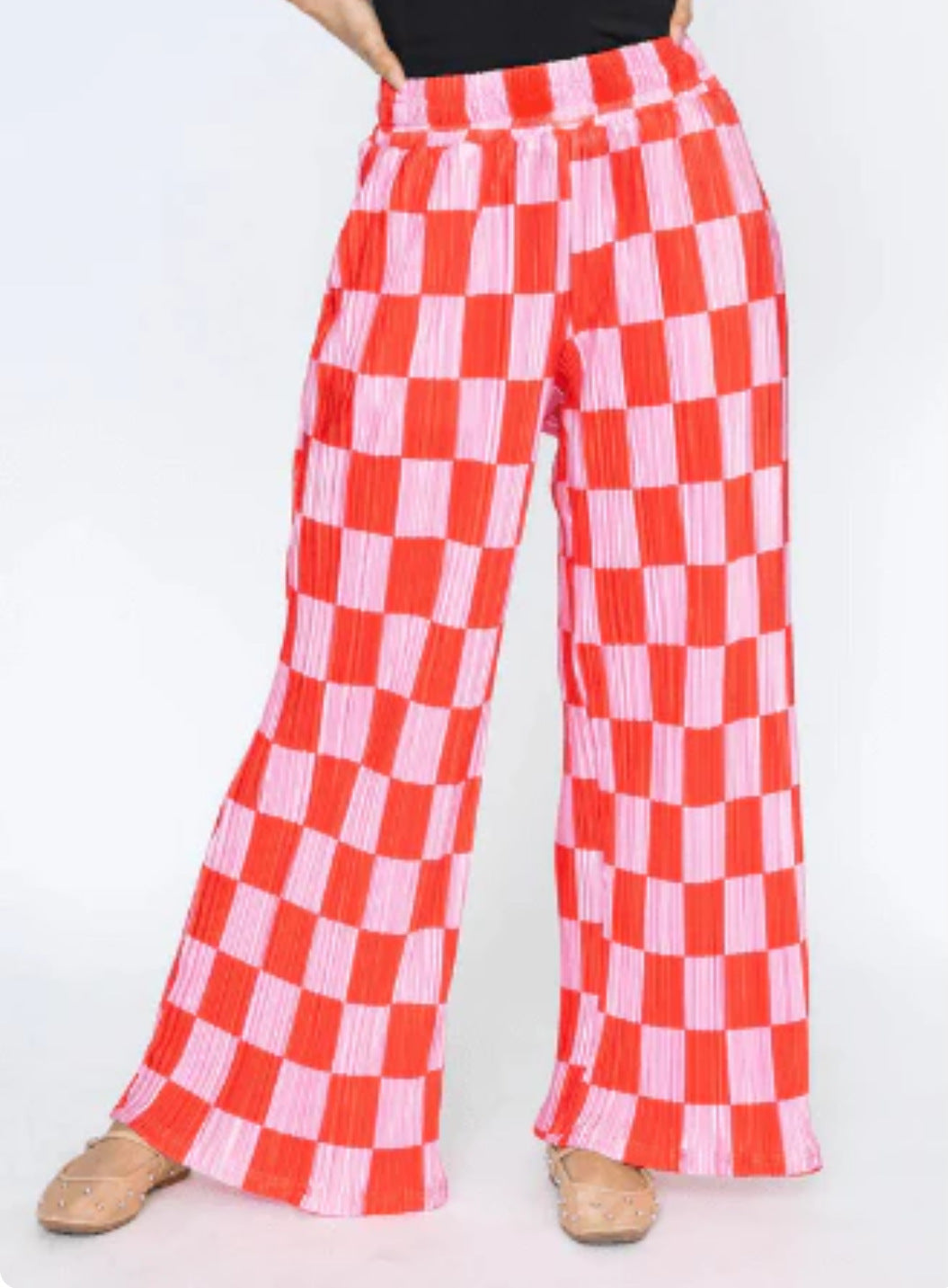Fashionable Minimalist Plaid Print Pleated Trousers