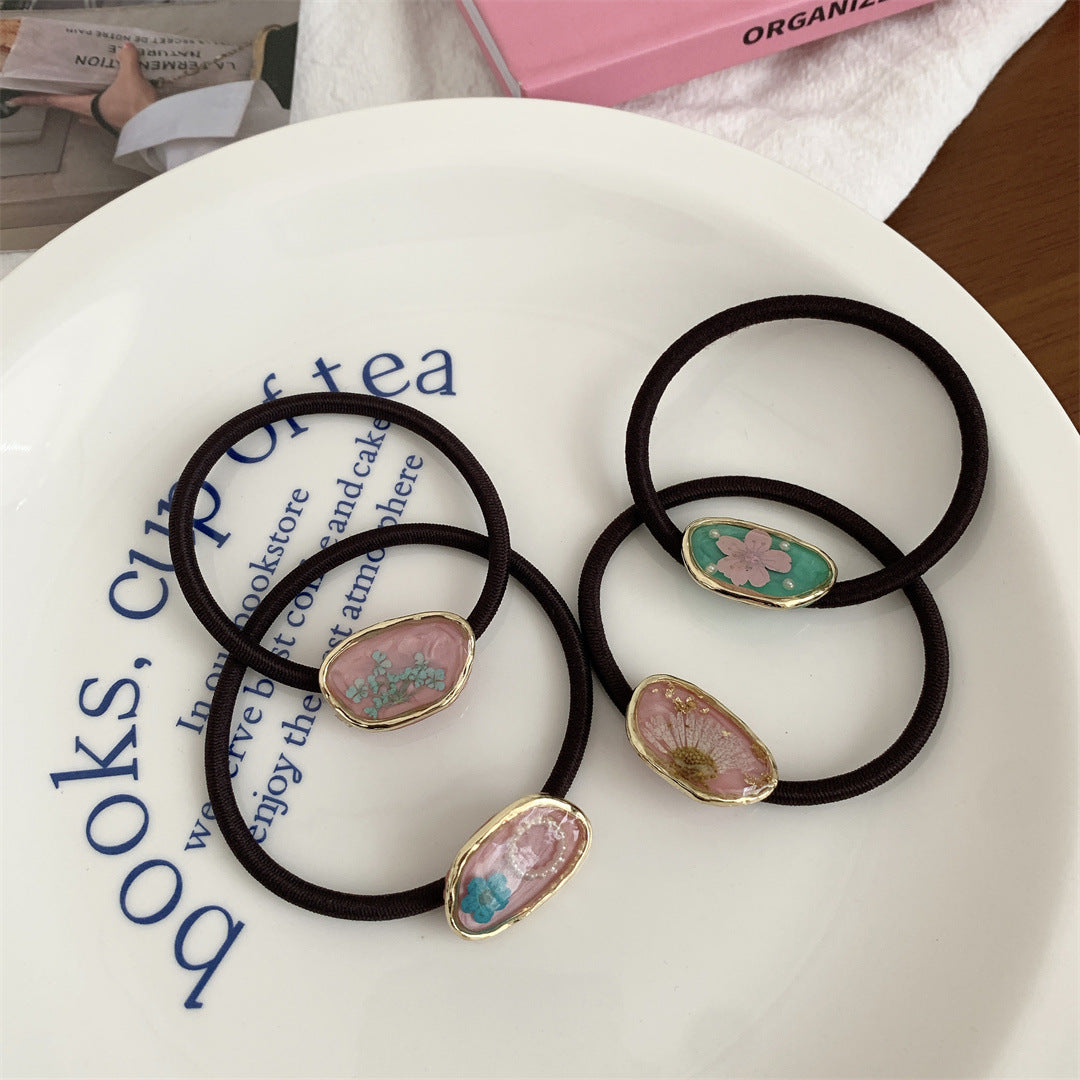 Sweet Dripping Oil Eternal Flower Hair Ring Niche
