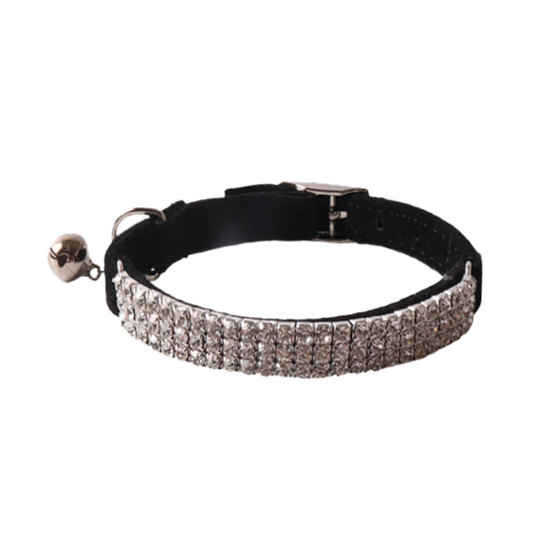 Pet Color Flannel Elastic Buckle Gang Drill Cat Collar