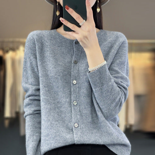 Cardigan Plus Size Coat Loose Round Neck Sweater