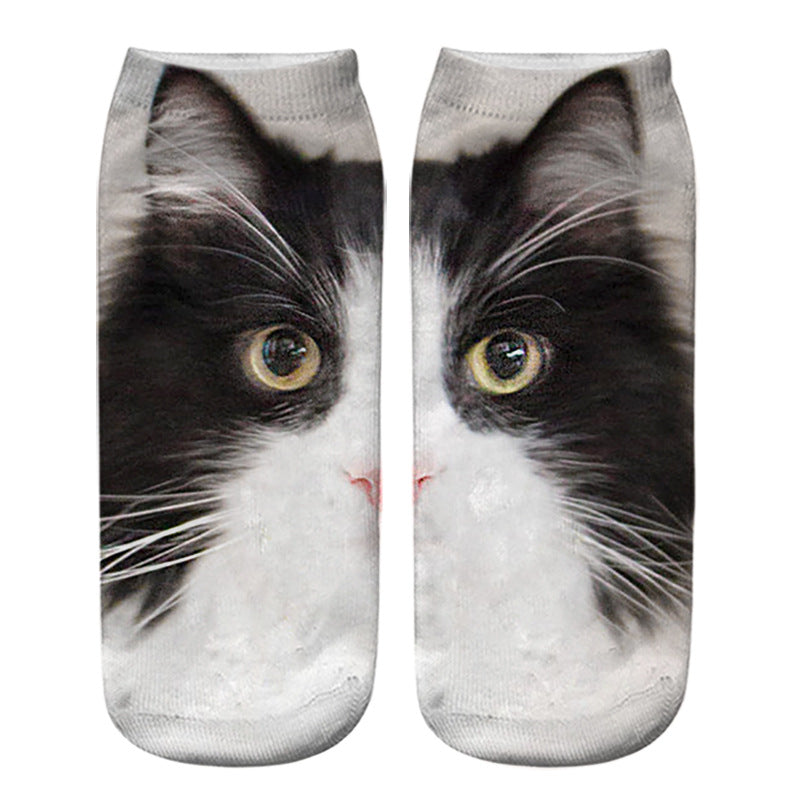 Cat Eye 3D Printing Heat Transfer Short Socks