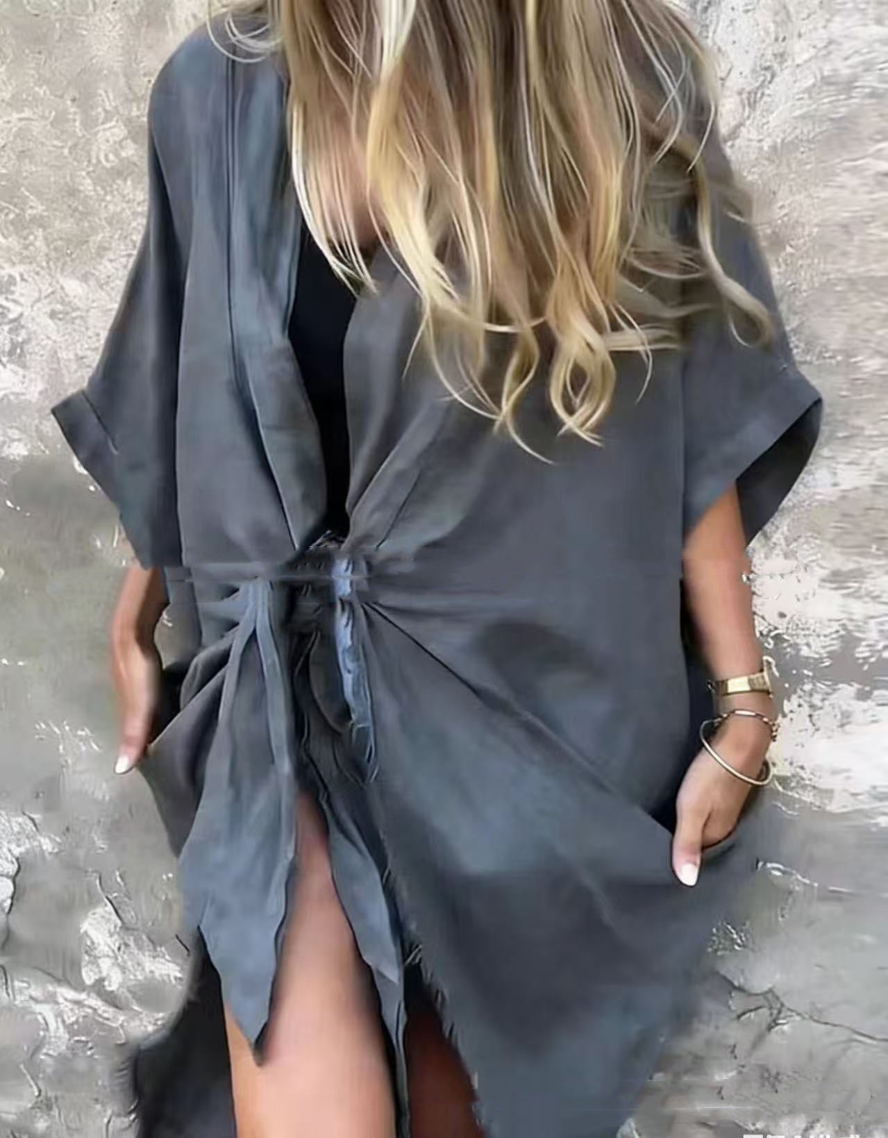 Casual Irregular Mid Length Outerwear Shirt