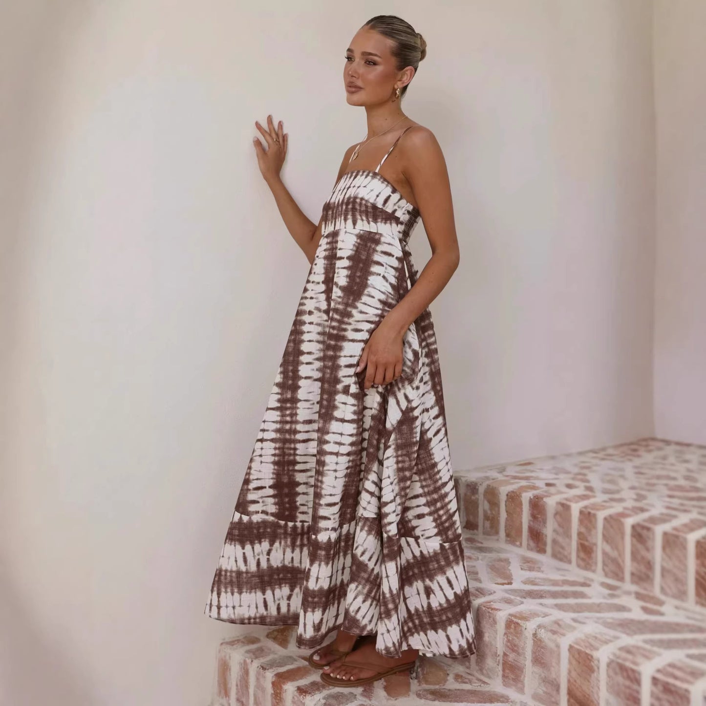 Printed High-waist Slip Dress For Women