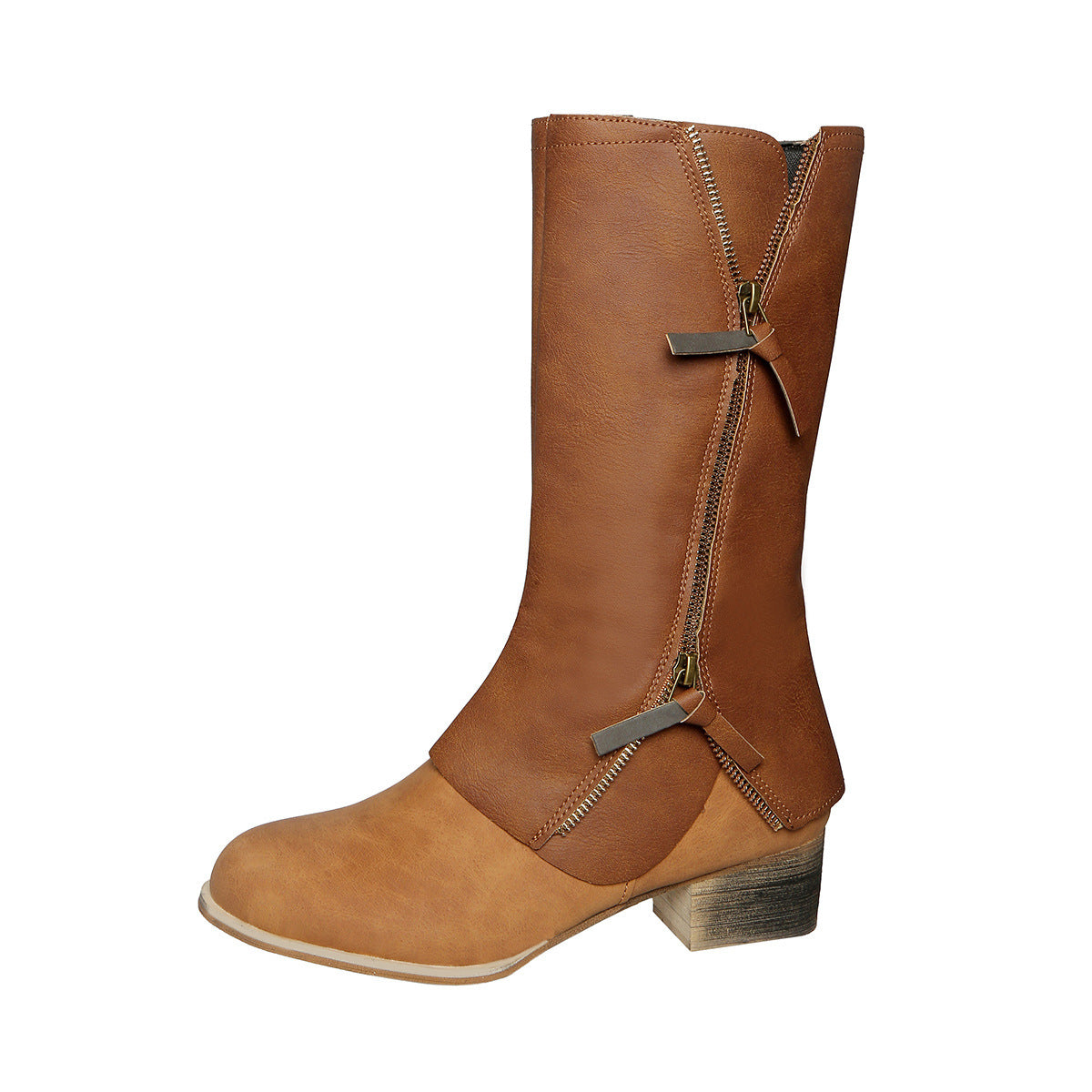 Chunky Heel Women's Side Zipper Martin Boots