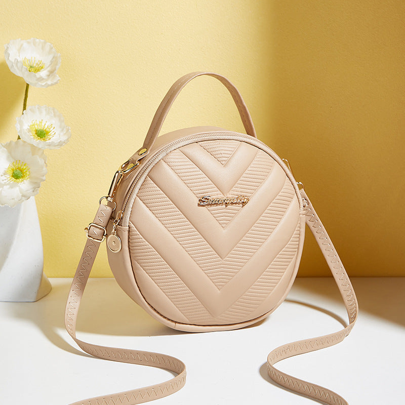 Retro Small Round Bag Korean Texture Embossing