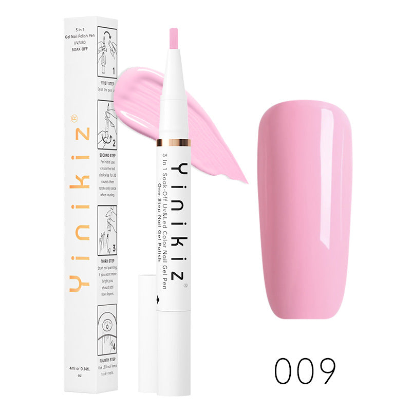 Et-Trins Neglelim Lazy Pen Hvid Tre-i-én UV Neglelak Praktisk Og Hurtig Begynder Manicure