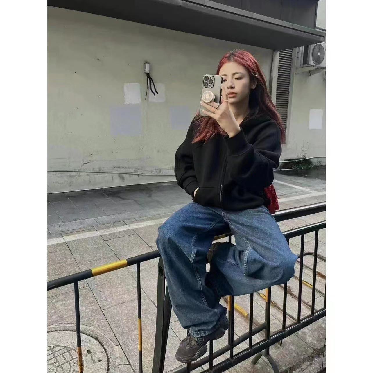 Loose Basic Solid Color Hoodie Coat