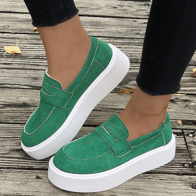 Nye Loafers Platform Runde Tå Slip-on Sko Til Kvinder Udendørs Casual Gåsko