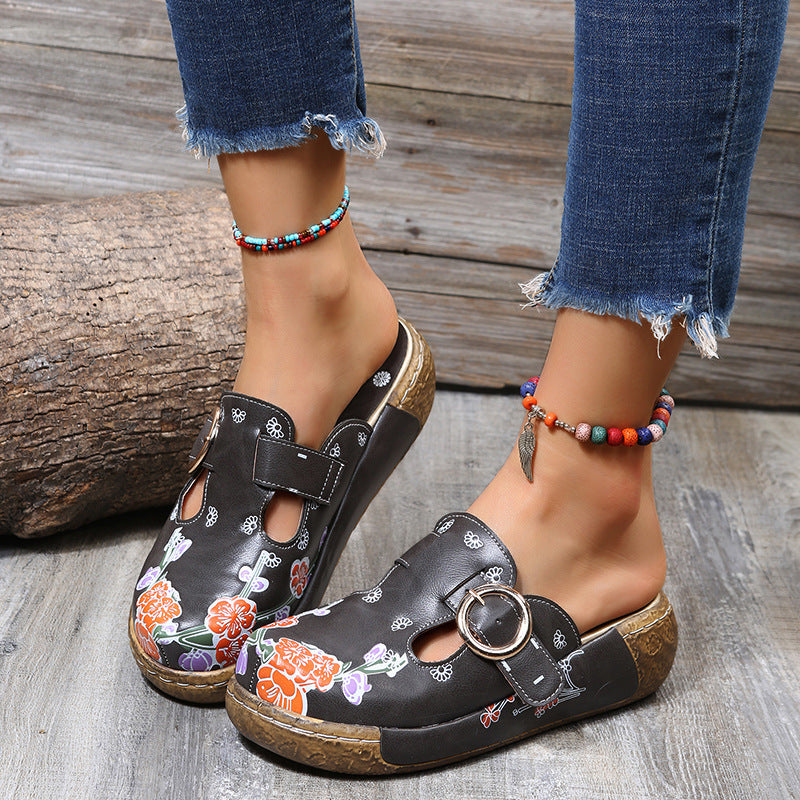 Ethnic Style Plum Blossom Totem Sandals And Slippers