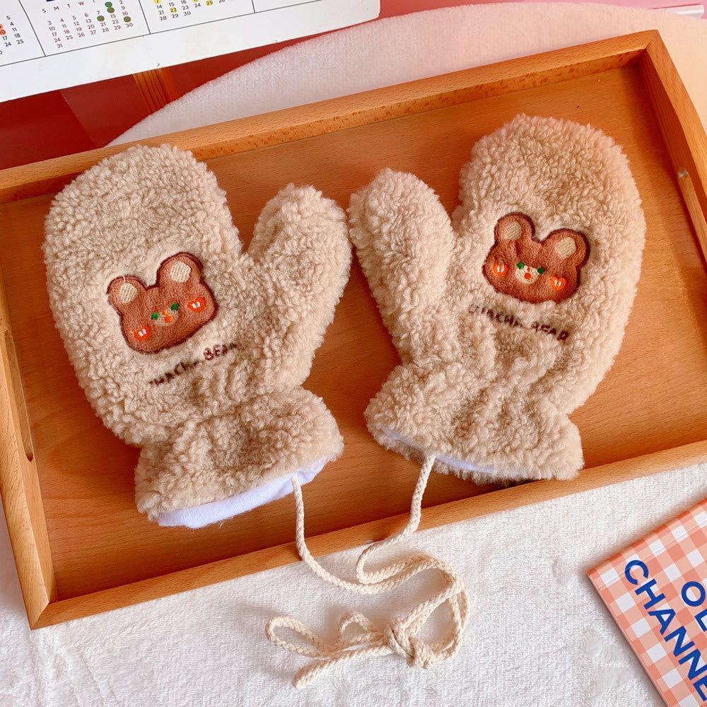 Chacha Bear Student Gloves With Lanyard