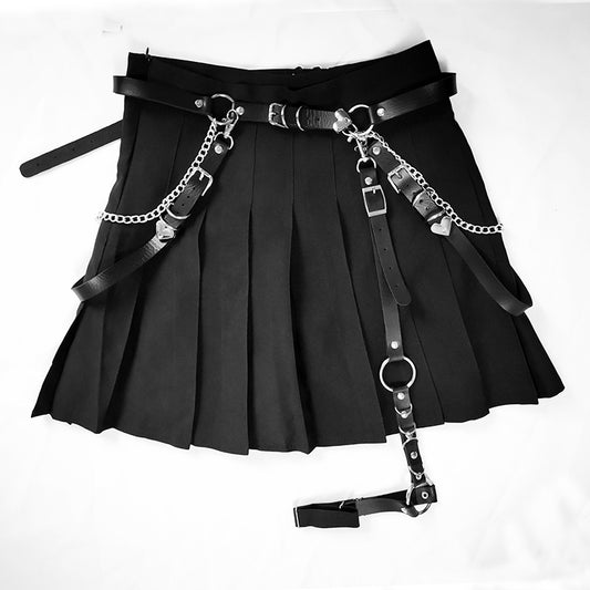 Gothic Adjustable Girl Dress Jeans Skirt Belt