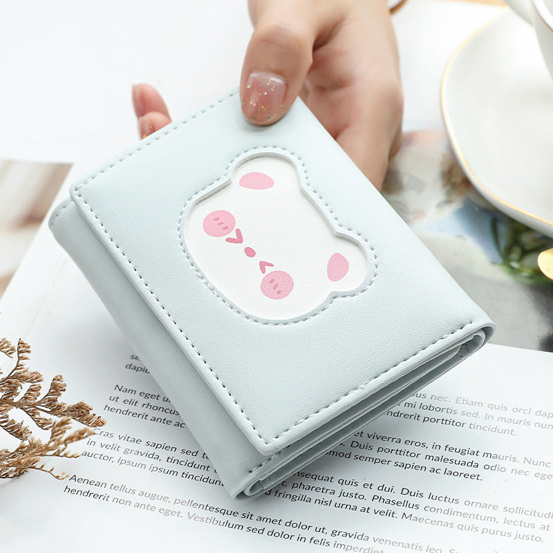 Women's Short Snap On Three Fold PU Card Bag