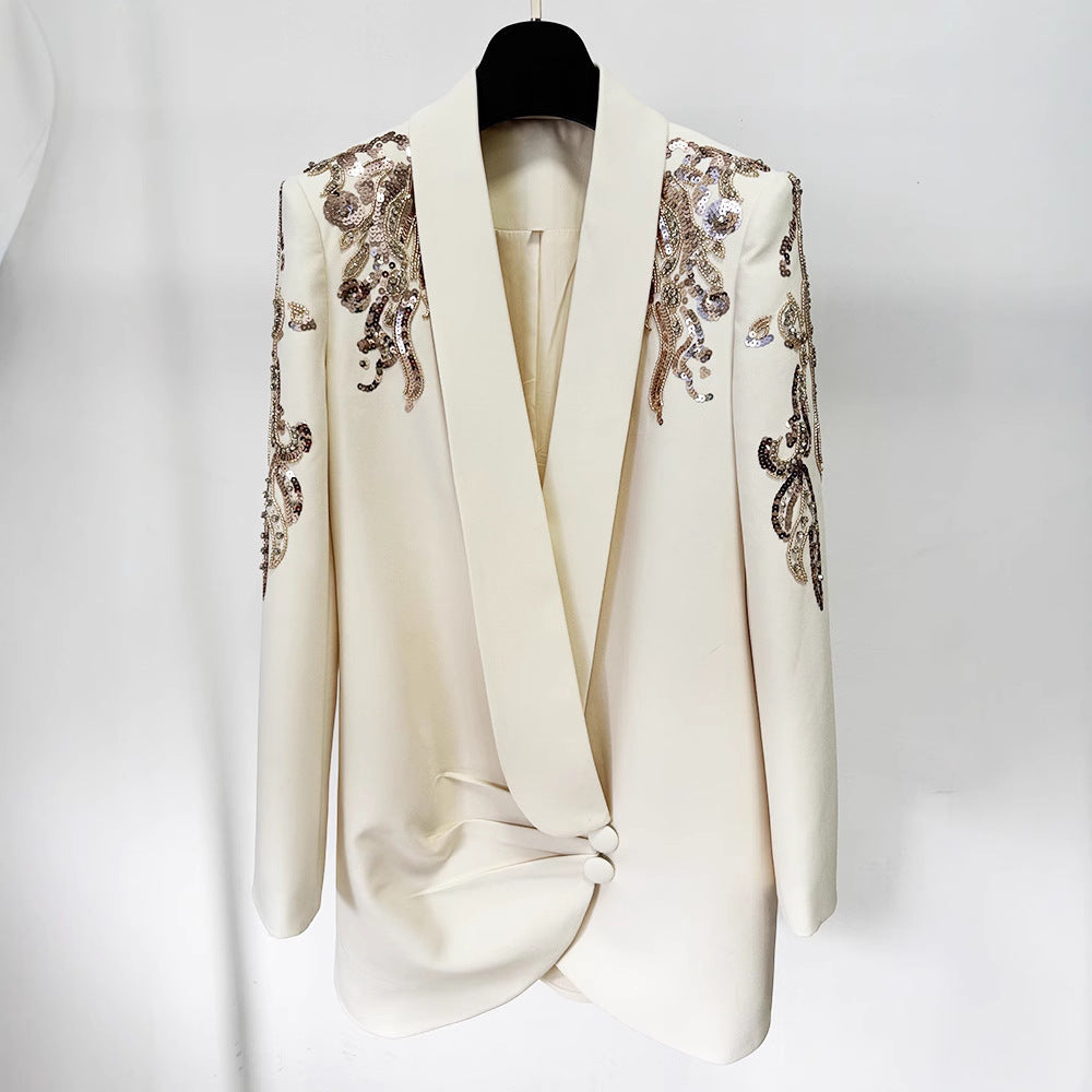 Heavy Industry Beads Diamond Green Fruit Collar Dress Suit Skirt