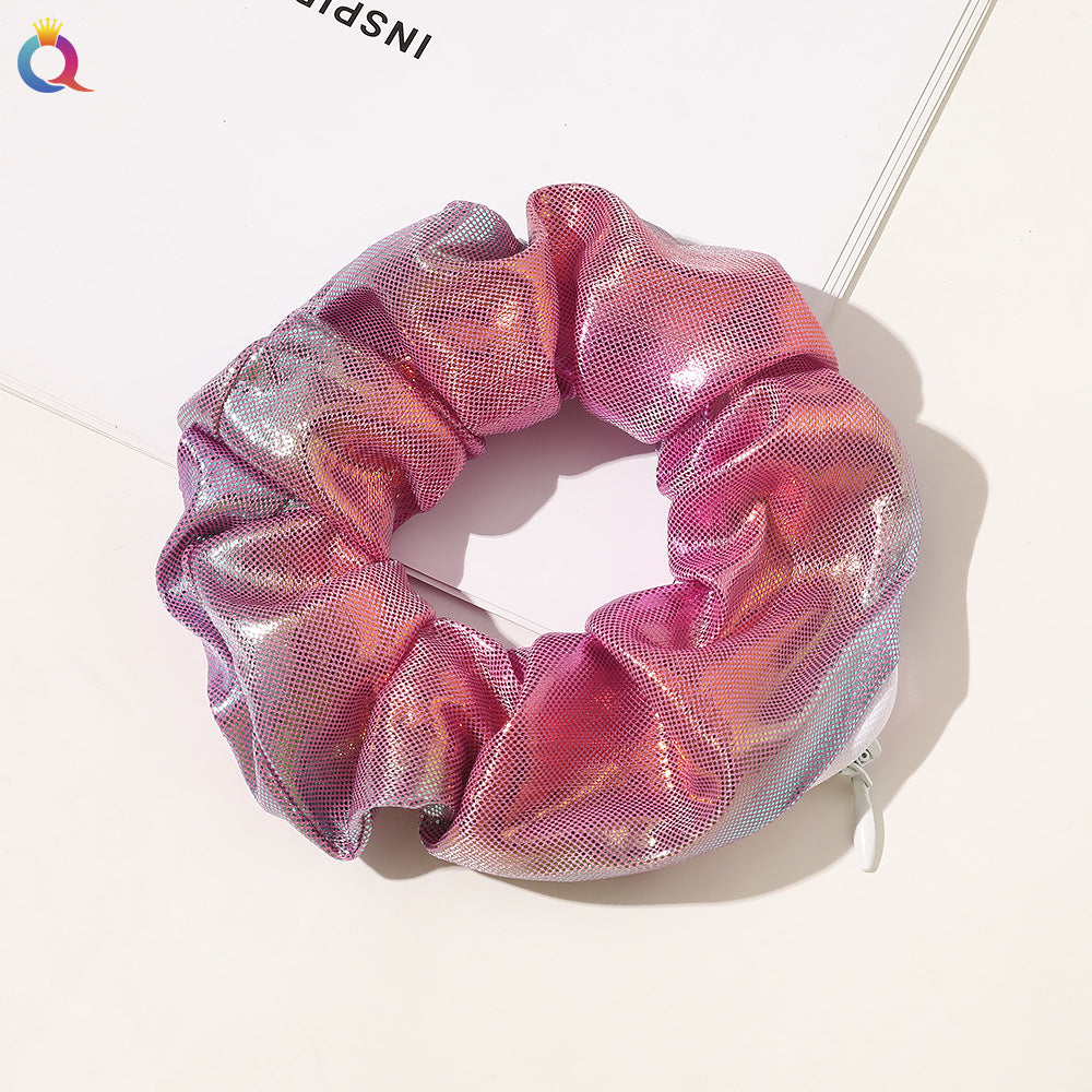 European And American Printed Satin Zipper Large Intestine Hair Ring