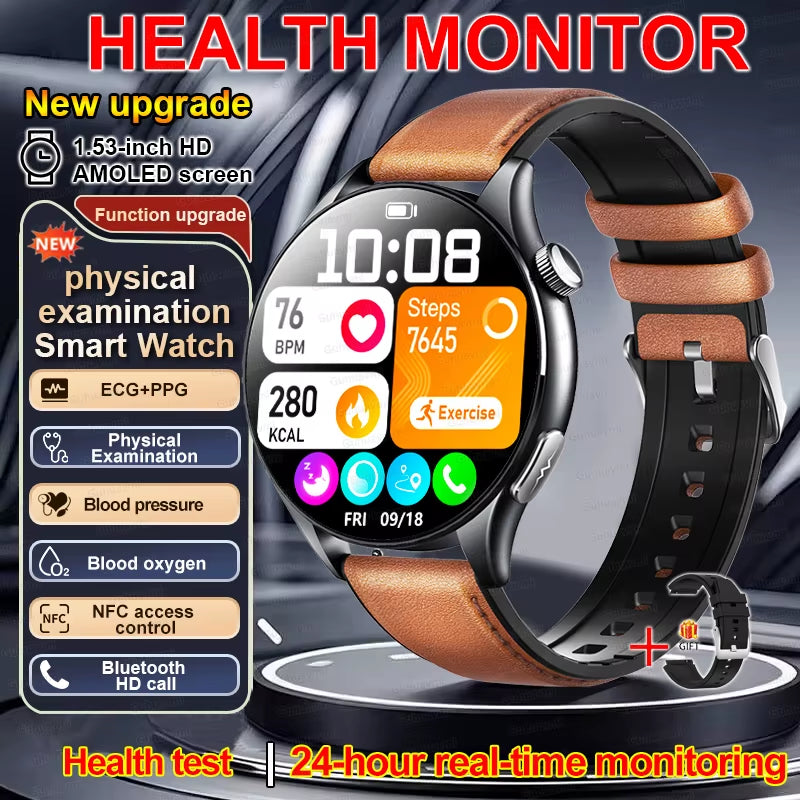 2025 New Smart Watch NFC ECG+PPG Blood Oxygen Uric Acid Blood Pressure Sapphire Smartwatch Men for Android Ios Smart Watch Men