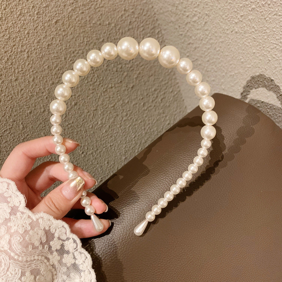 Women's Pressed Hair All-match Pearl Headband Three-piece Set