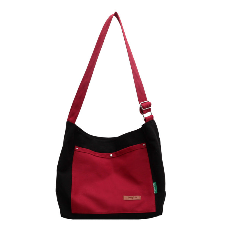 Spliced Leisure Cloth Bag Students Slung In Class