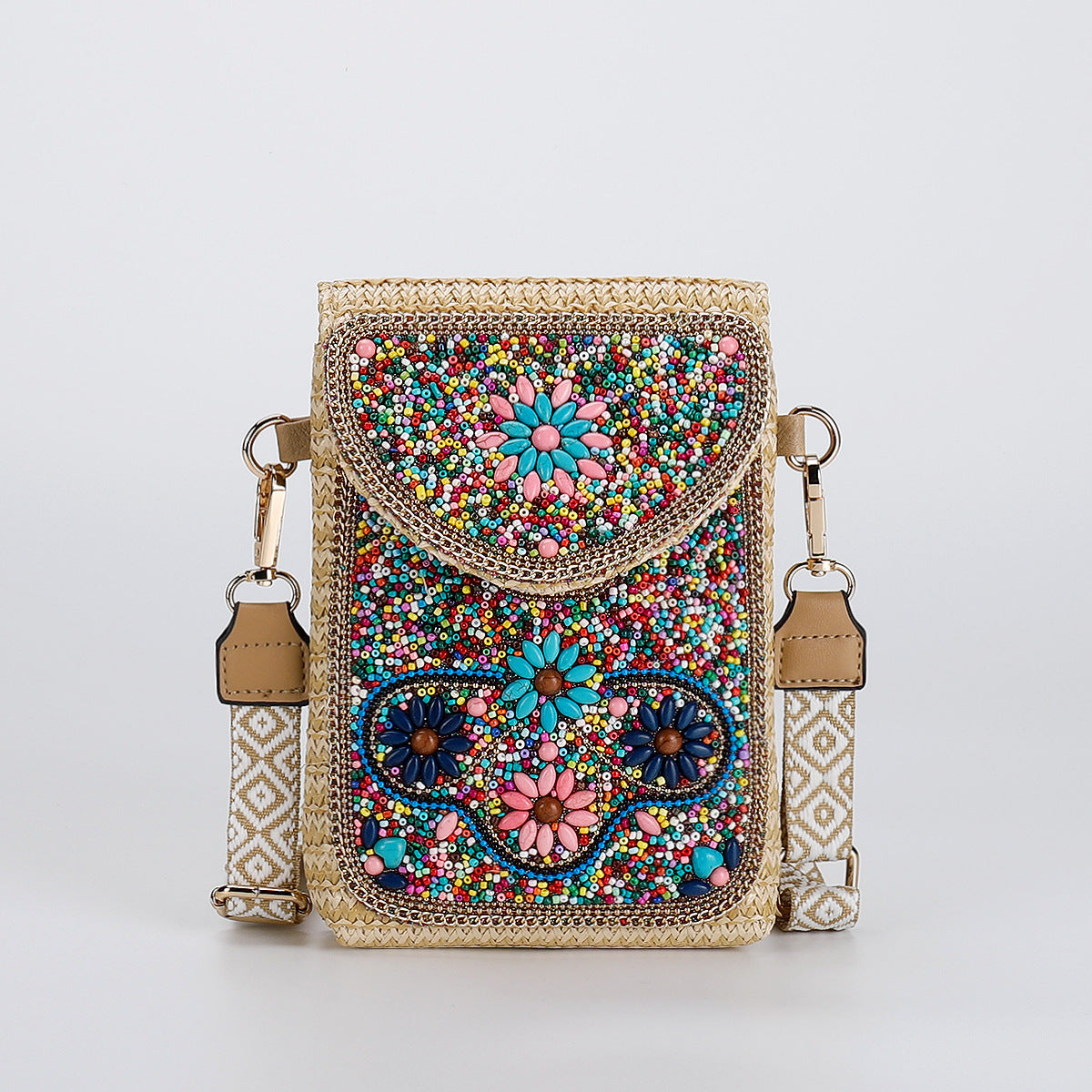 Rice Bead Bag Woven Women's Shoulder