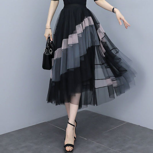 New Women's Summer Adult Lady Like Woman Western Style Youthful-looking Lightly Mature Fashion Tulle Skirt