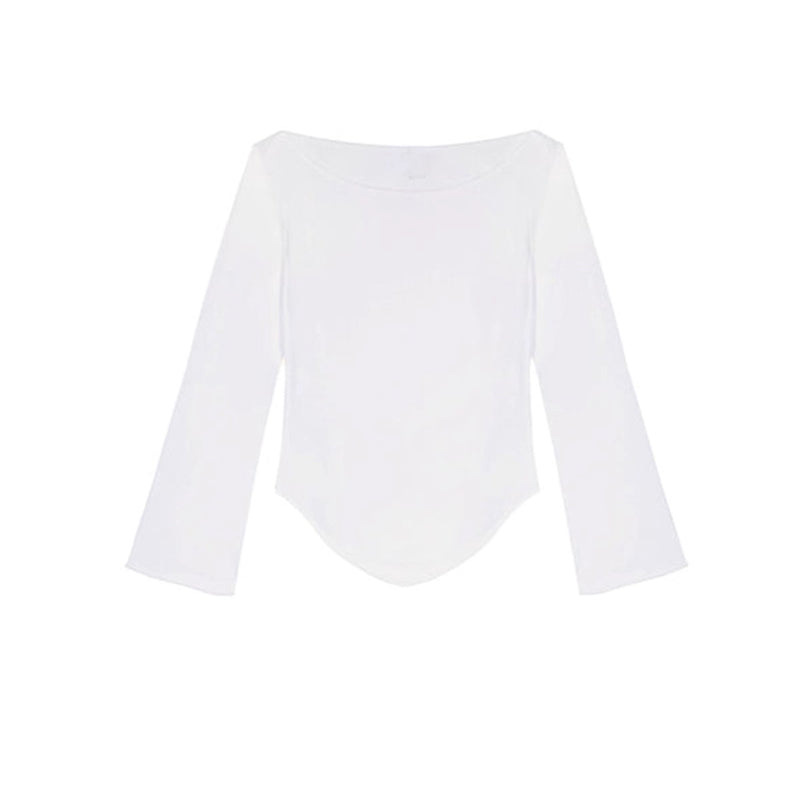 Pure Cotton Trim Slim Fit Cute Loungewear Mid-sleeve T-shirt
