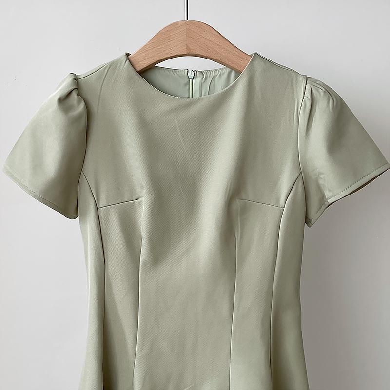 Women's Solid-Colored Casual All-Match Short-Sleeve Dress